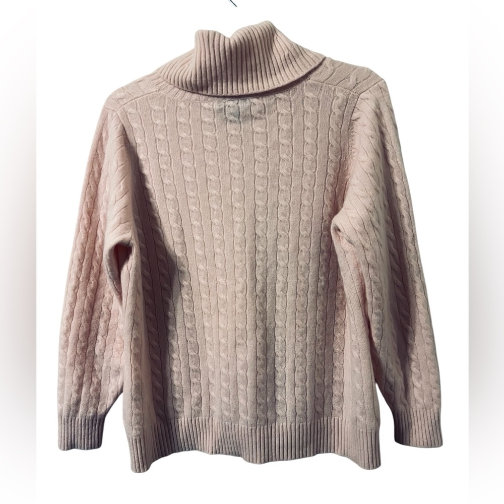 Lands End 100% Cashmere Turtleneck Cable Knit Sweater Womens Plus 2X Luxury Pink - Picture 2 of 11